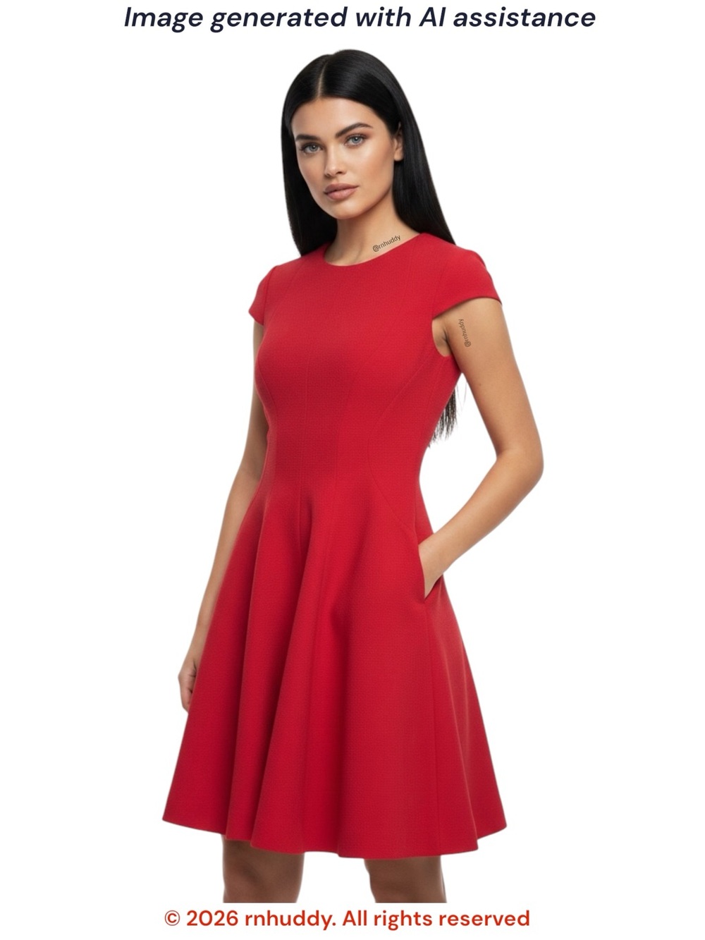Eliza J petite 4 red cap sleeve fit & flare dress with pockets